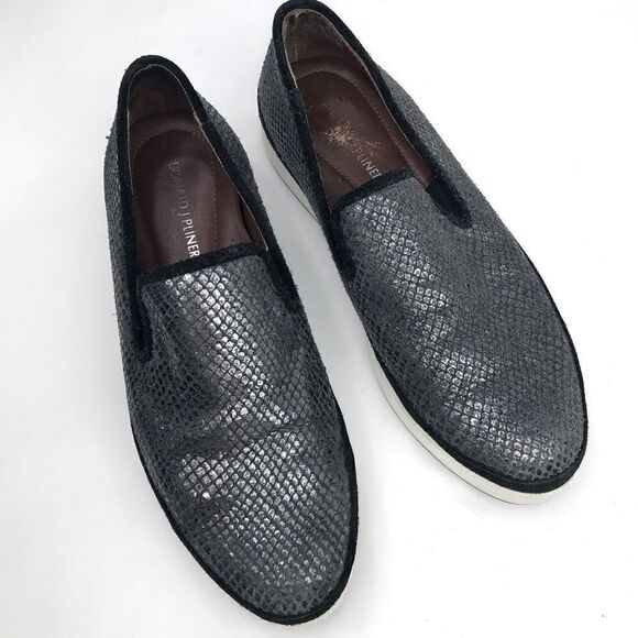 Donald J Pliner Mickey Metallic Sparkle Faux Snakeskin Slip On Sneaker Loafers - Picture 2 of 13